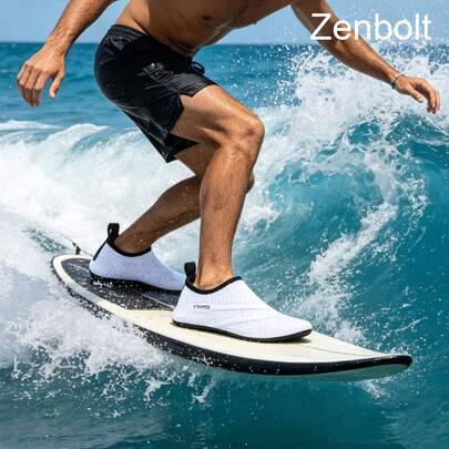 Zenbolt unisex snabbtorkande vattenskor, slip-on fotstrumpor, barfotaskor för simning, strand, yoga, fitness och sport, pool- och campingtillbehör för - Vitt (EUR36-37,EUR38-39,EUR40-41,EUR42-43,EUR44-45)