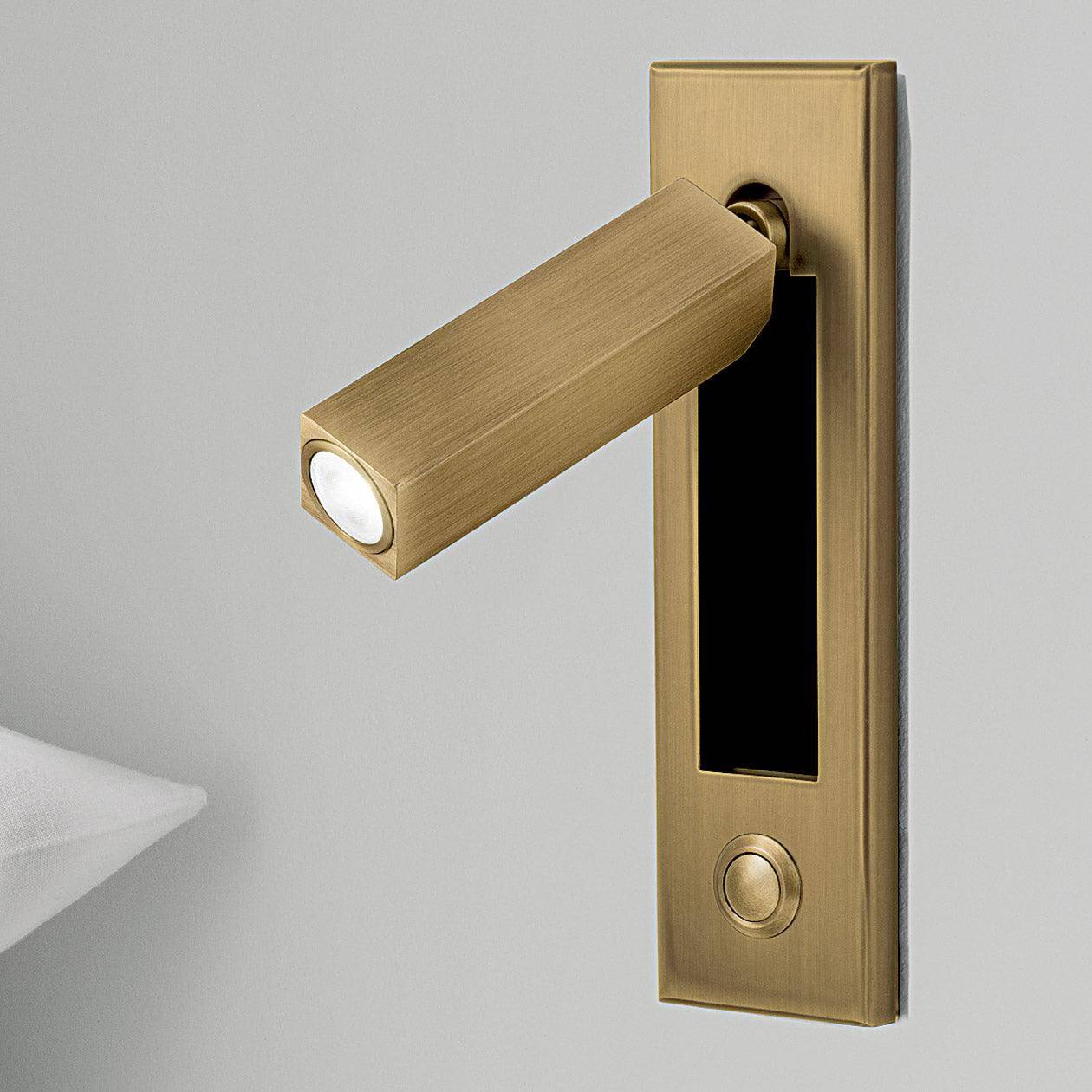 Inbyggd Ljus – Minimalistisk Sängside Vägglampa LED - Koppar / Kallvit / Dia 5cm x H 17.8cm fyrkant (Tryckknapp)