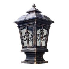 48CM Staket Pelarlampor Utomhusdörrstolplampa Pressgjuten aluminium pelarljus Modern pelarljus E27 utomhuspelarlampor Stolpmonterad belysning med fröglas Vattentät exteriör stolplykta