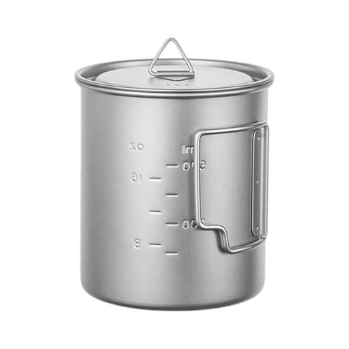 KOSLEOW Titan campingskål, 750 ml titankruka med handtag och lock, vikbar isolerad mugg för vandring, bivak, vandring och militär