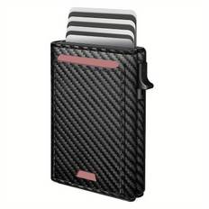 TEMU Sleek Men's Rfid-blocking Wallet With Pop-up Card Holder, Slim , Large Capacity For 14 Cards & Cash - Vintage Black
