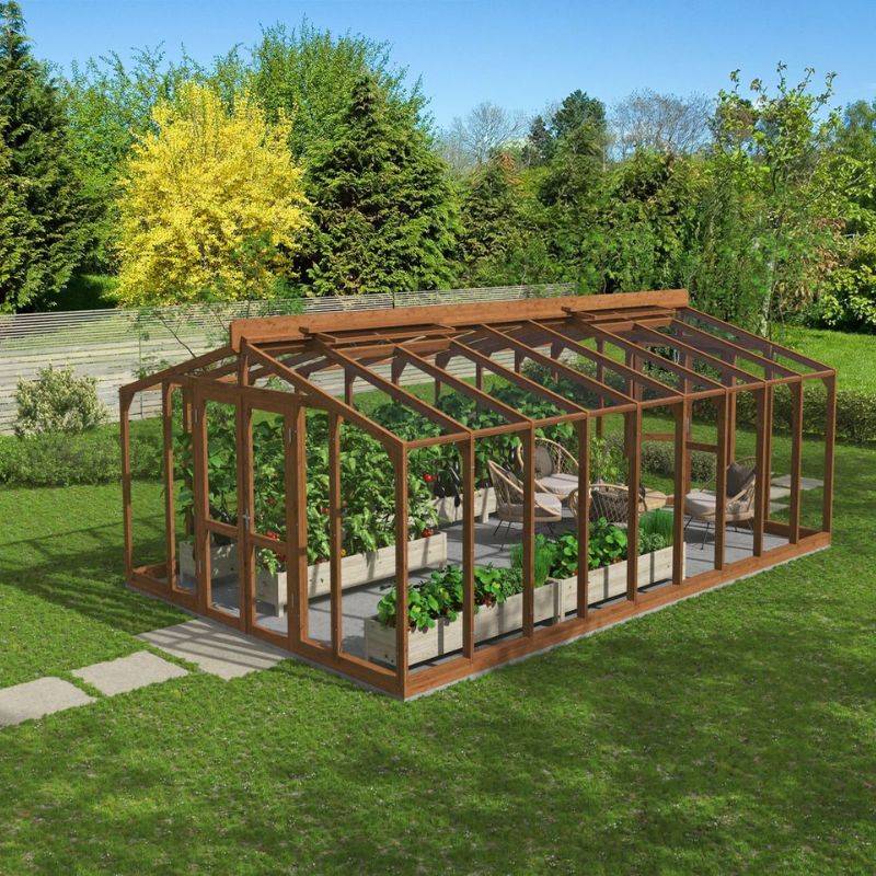 Lähe drivhus XL 9 - Thermowood - 26,42 m²