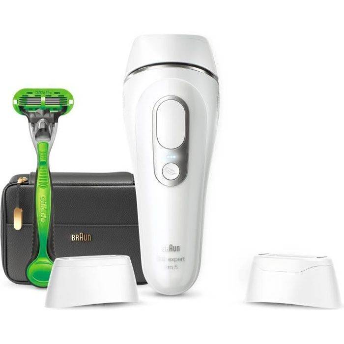 Braun Silk expert Pro 5 PL5145 - IPL för Män, Hemmabruk Pulserande Ljus Hårborttagare, Vit/Silver