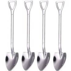4 st kaffesked dessert gaffel servis set rostfritt stål retro järn spade glass sked skopa sked te-sked