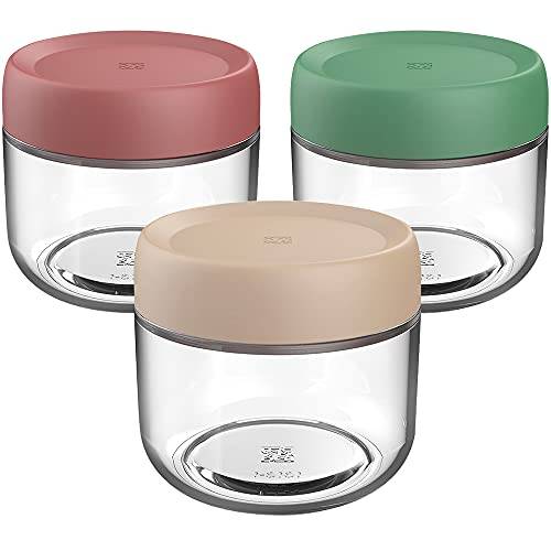ZoneYan 280 ml/250 ml förvaringsburkar rund, glasburk set med lock, förvaringsburkar lufttätt, grovburkar glas, kryddburkar små, för förvaring, dekoration (3 x 280 ml/9,5 oz)
