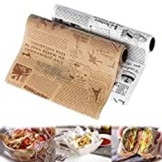 2pcs Sandwich-Omslagspapper Vaxat Papper Fettfast BakplåTspapper Vatten- Och Olje-Resistent Vaxat Papper, FöR SmöRgåSar, Hamburgare, Kycklingbullar, Snabbmat, BröDmatspapper (8m * 2)