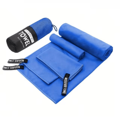 3-delat snabbtorkande campinghanddukset, resehanddukar av ultrafina fibrer i 3 storlekar, snabbtorkande handdukset för camping, strand, gym, sport, yo - Kungsblått (38X38+40X60+60X122CM,38x38+40x80+76x152cm,38x38+40x80+80x130cm,38x38+40x80+80x180cm)