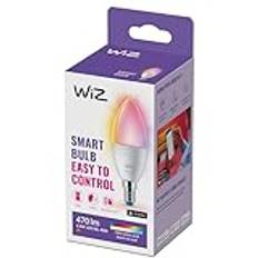 WiZ Color/RGB - Smart LED belysning (WiFi och Bluetooth), C37, 40W, E14, 2200-6500 Kelvin, Dimbar i kallvitt till varmvitt + 16 miljoner färger