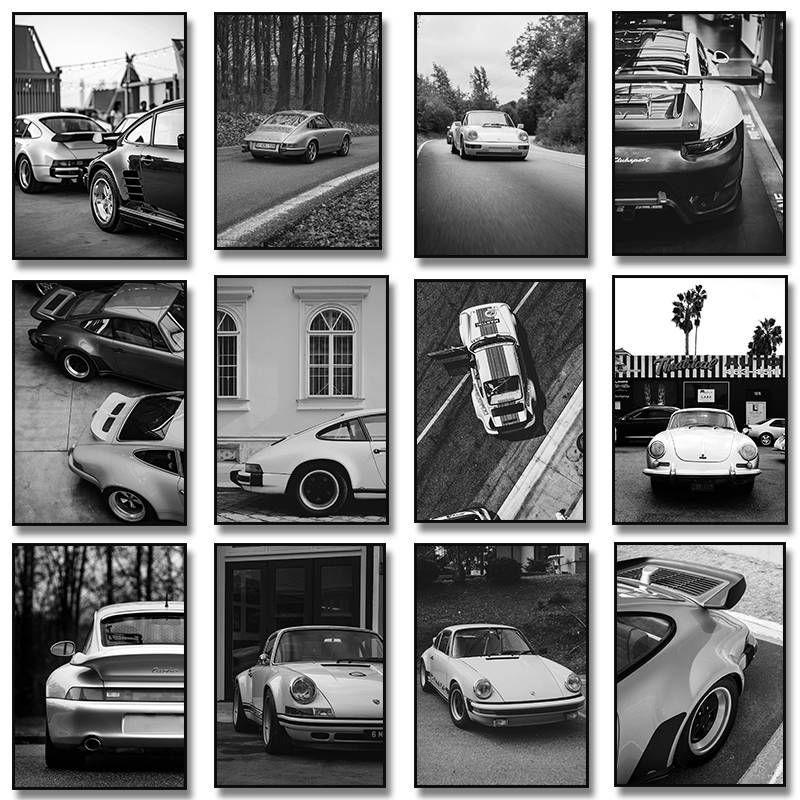 Black and White Luxury Car Vehicle Canvas Poster Prints Modern Fashion Simple Wall Art Home Bedroom Living Room Decoration Mu