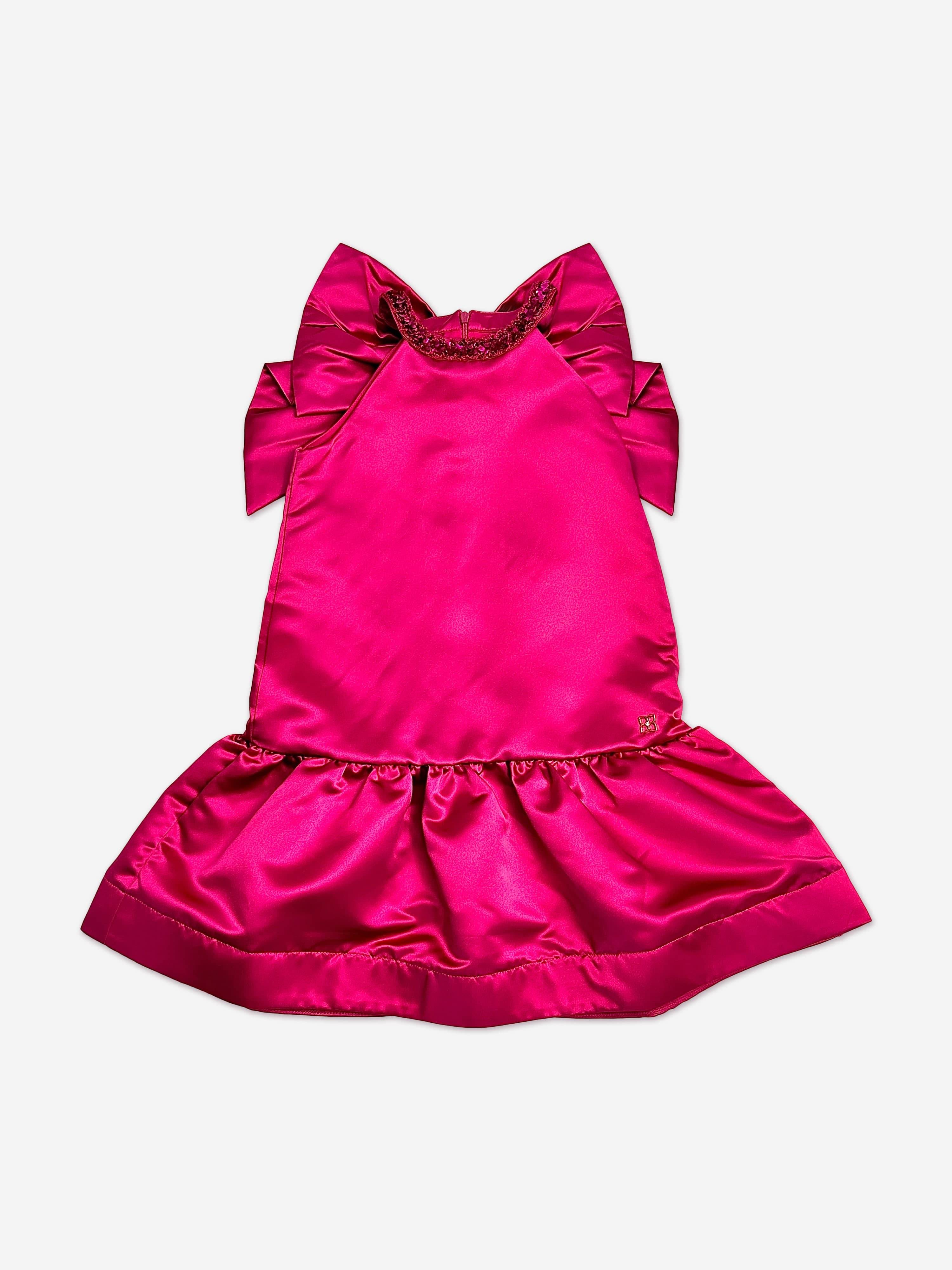 BCBGMAXAZRIA Girls Beaded High Neck Satin Dress in Pink - Pink / 14 Yrs (14 Yrs)