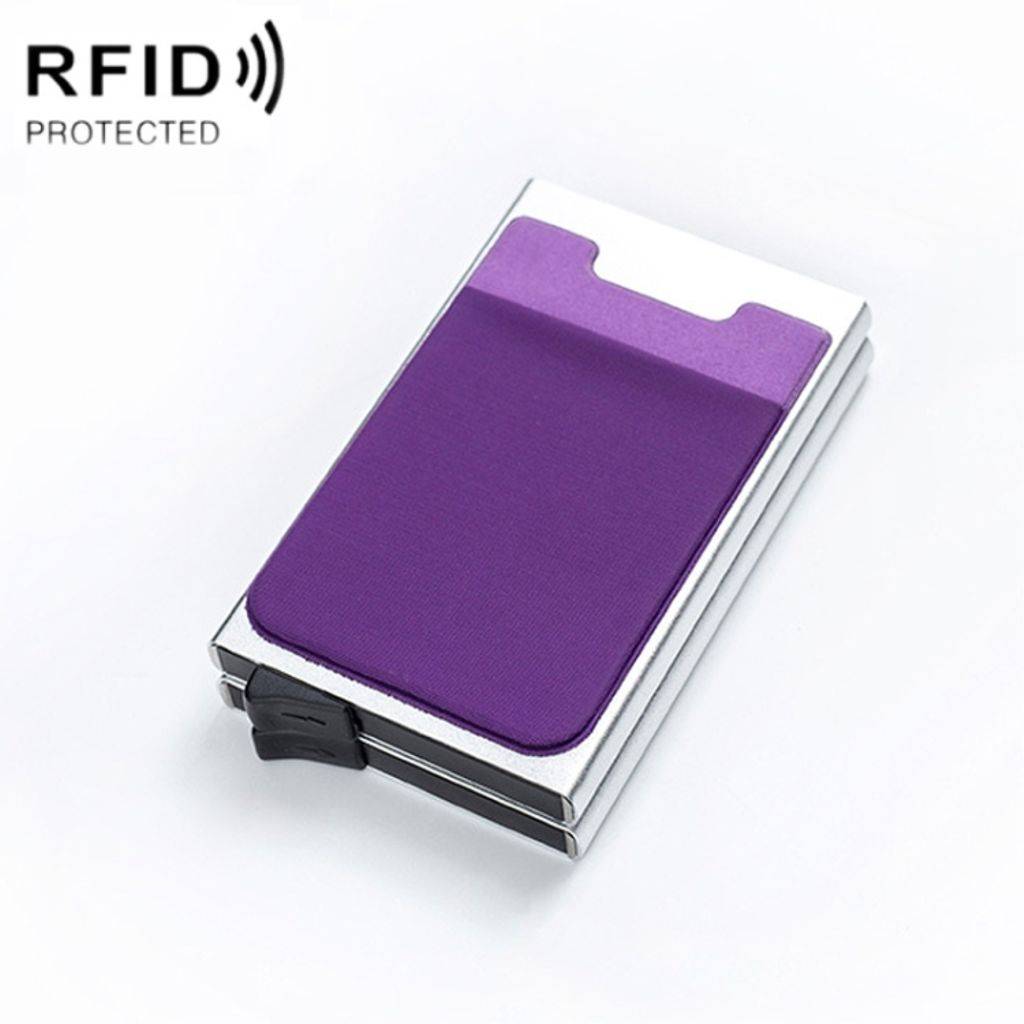 RFID-blockerande korthållare i aluminiumlegering – Silver/Lila