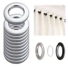 TESSTSY 32 stycken gardiner öljettringar, gardinringar tygöljetter, öljettringar för gardiner, runda plastgardiner, ringar, gardiner öljetter, 42 mm innerdiameter, för fönstergardin, duschdraperi