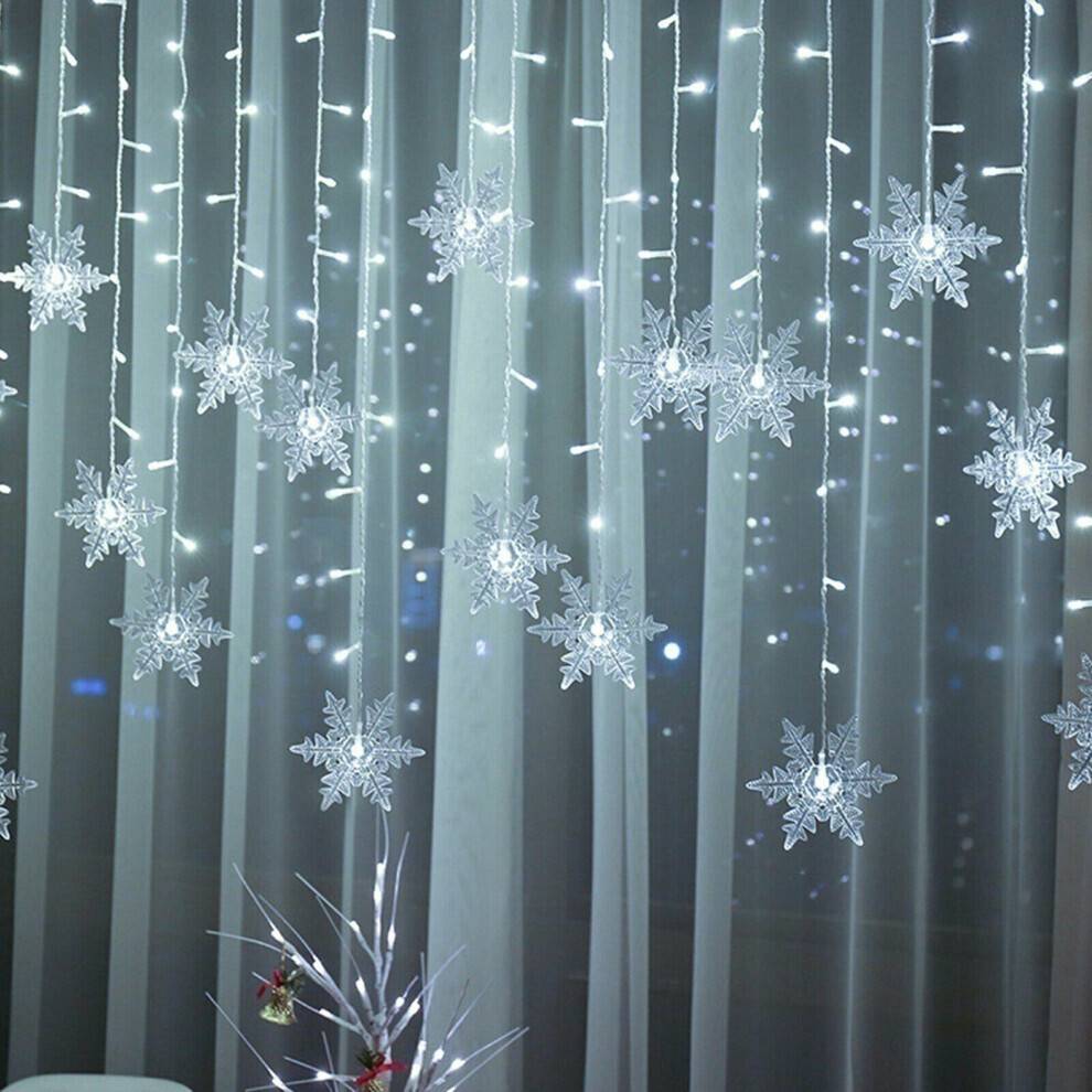Julgardin Fe Ljusslingor Snöflinga LED Fönster Heminredning Julfest