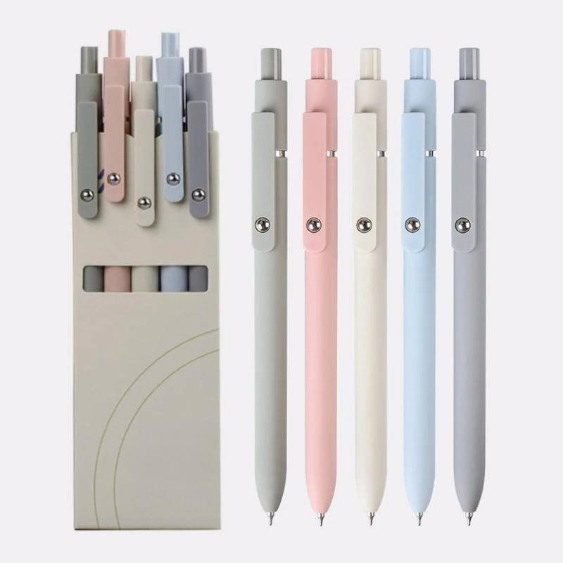 5pcs Morandi Colour Gel Pens Soft Touch Quick Dry Smooth 0.5mm Gel Ink Pen For School Student Writing Stationery Supplies