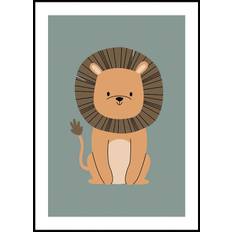 Cute Lion Illustration Plakar (21x30cm) - Plakater  > Børnevægkunst