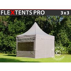 Foldetelt FleXtents Easy up pavillon PRO Peak Pagoda 3x3m Latte, inkl. 4 sider