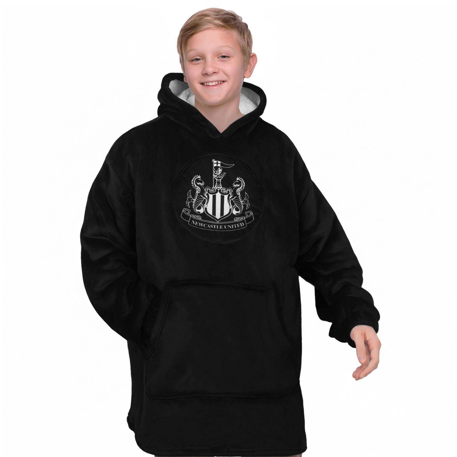 Newcastle United FC Childrens/Kids Oversized Blanket Hoodie 6-10 Years svart