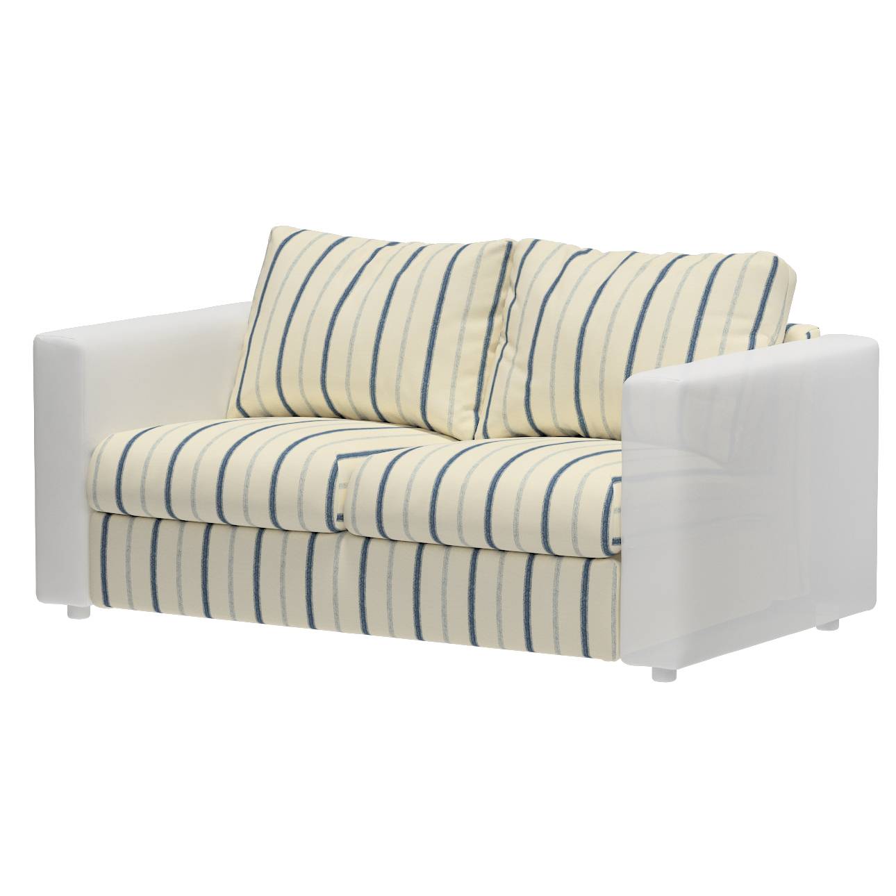Vimle betræk 2-pers. sofa u.armlæn, Blå striber, creme baggrund, 141 x 98 x 83 cm, Avinon