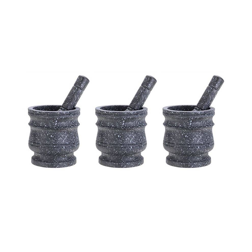 3X Granite Pattern Pestle Set Stone Herb Spice Grinder Solid Grinder Cooking Set