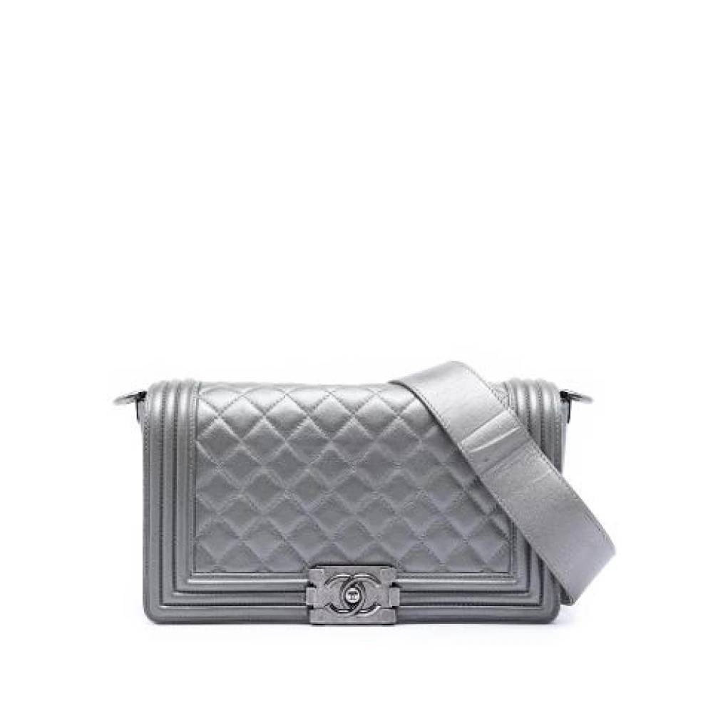 Chanel Vintage Pre-owned The Boy Flap - Vintage - Dame - Grå - ONE SIZE - Uld