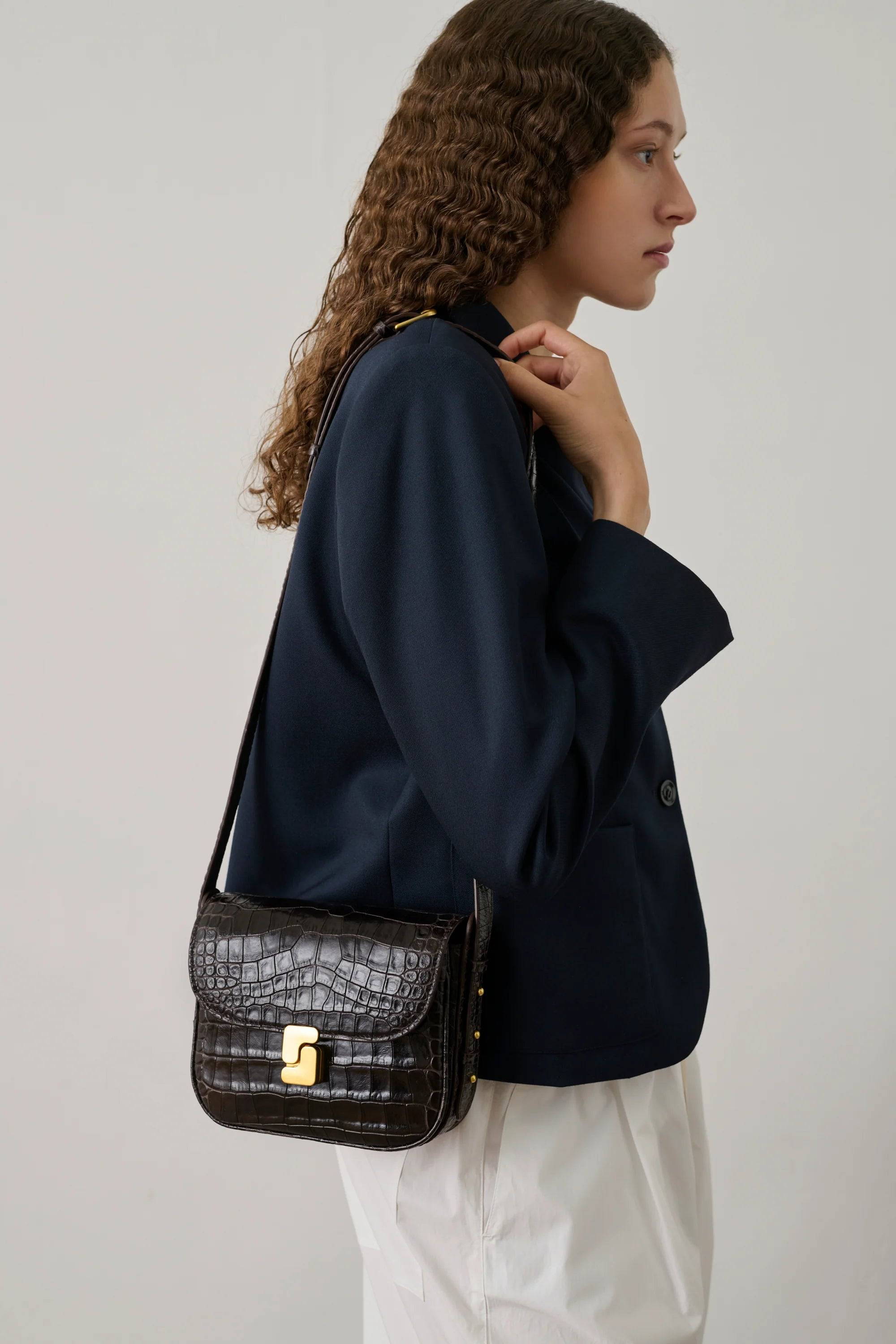 Bellisima Mini Bag, Marron Foncé Croc (Brun Croc).