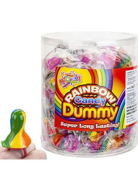 50 st Rainbow Candy Dummy - Regnbågsfärgade Nappar med Fruktsmaker 750 gram