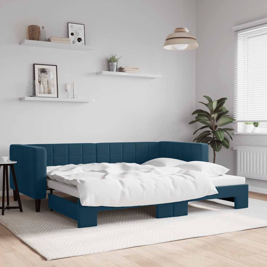 vidaXL daybed med udtræk 90x200 cm velour blå