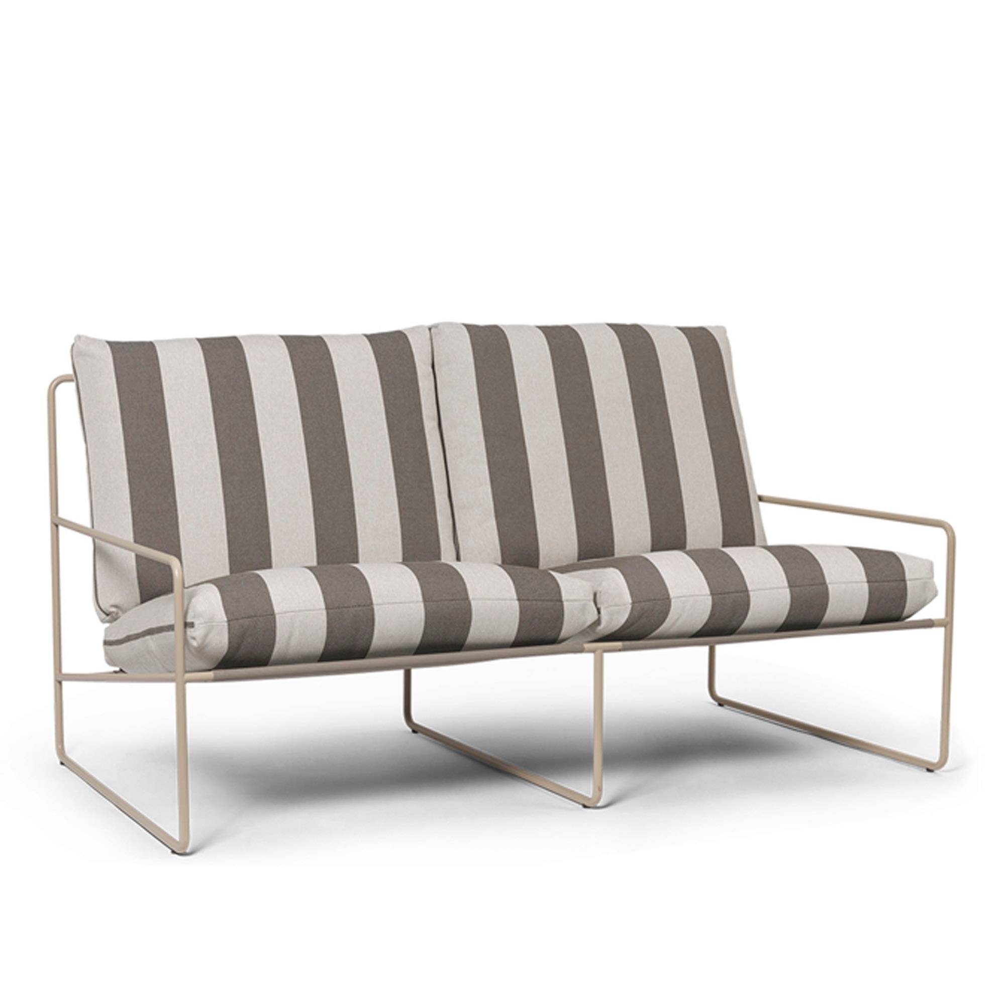 Ferm Living - Desert 2-seater Cash Stripe - Chocolate - Utomhussoffor
