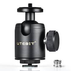 UTEBIT Mini kulhuvud stativhuvud 30 mm ballhead diameter max belastning 15 kg 360 graders kamera kulhuvud med 1/4 tum skruv hot shoe passar alla typer av DSLR kamera stativ LCD-skärm blixt ljushållare