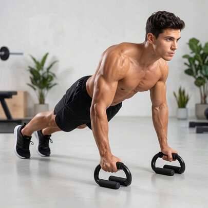 Push-up bars set om 2, träningshandtag i stål med neoprenskumgrepp och halkfria gummifötter, 12 * 15 * 11,5 cm kompakt styrketräningsutrustning för he