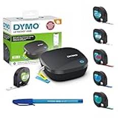 Dymo LetraTag 200B etikettmaskin|Bluetooth trådlös teknik till iOS och Android | Inkluderar 1 vit pappersetikett och 5 x LetraTag MIX-färgetiketter | 12 mm x 4 m rulle & PaperMate penna