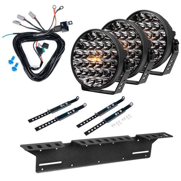 Extraljus PURELUX 9110 DRL - Rund / 23 cm / 175W, 3 st - Komplett paket