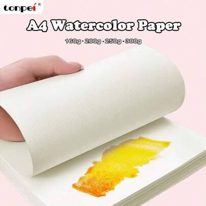A4 160g 200g 250g 300g 20 ark eller 50 ark akvarellpapper förtjockad trämassabaserad för akvarellmålning, medelgrov teckning, konstkartong - Vitt (Multi-size)