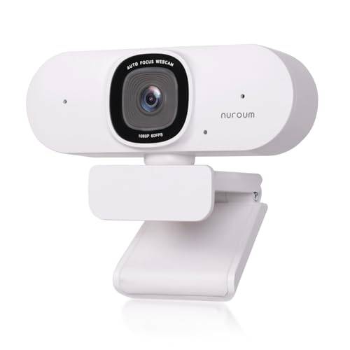 Nuroum V15-AF 2K autofokus webbkamera för PC, 1080P 60fps HD-webbkamera med dubbel brusreducerande mikrofon, 75° FOV & ljuskorrigering, USB webbkamera plug-in och spel för bärbar dator/stationär/Mac,