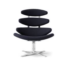 Fredericia Furniture - Corona Chair, Brushed Chrome, Fabric Cat. 2 Fiord 782 - Fåtöljer - Poul M. Volther