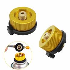 2 stk. Gyldne Camping Gas Adapter Udendørs Camping Komfur Gasflaske Adapter Split Brænder Ovn Gas Connector til Vandreture og Camping Gasbrænder