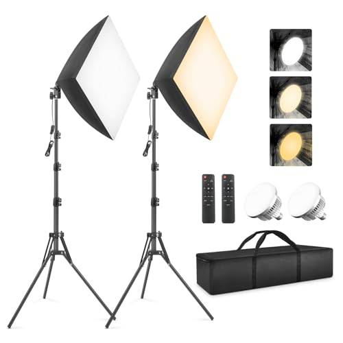 LED-fotostudio belysning set softbox studiolampa, professionell fotograferingsljus (2-pack)