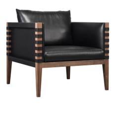 Ritzwell - Lupin 1643 Lounge Chair, Oak Frame, Natural Oil Finish, Natural Thick Leather Details,Fabric Cat. T., 3037 - Fåtöljer - Atelier D.Q. - Beige - Läder/Trä/Textilmaterial
