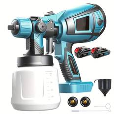 TEMU Cordless Paint Sprayer With 2pcs 3.0ah Batteries, Paint Sprayer For Makita 18v With 2 Copper Nozzles & 3 Patterns, 1000ml Container For Furniture Cabinets Fence Walls Door Garden Chairs