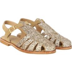 ANGULUS Remsandal med Spænde Kvinde 3618/2217 Champagne Glitter/sa Flade Sandaler Str 38 - Læder hos Magasin