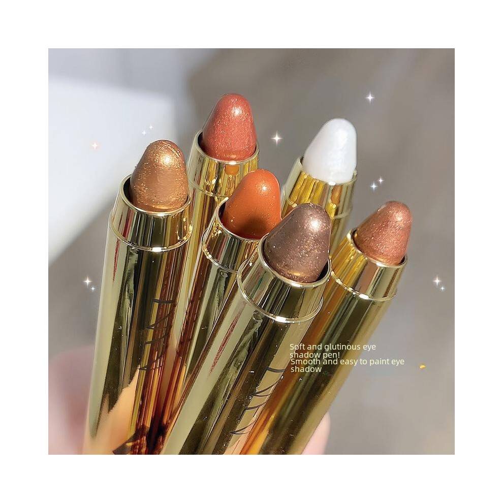 (Matches the image, 02#) Dual-Ended Highlighter Eyebrow Pencil Matte Shimmer Eyeshadow Stick Smudge-Proof Student Lazy Eye Makeup High-Gloss Portable