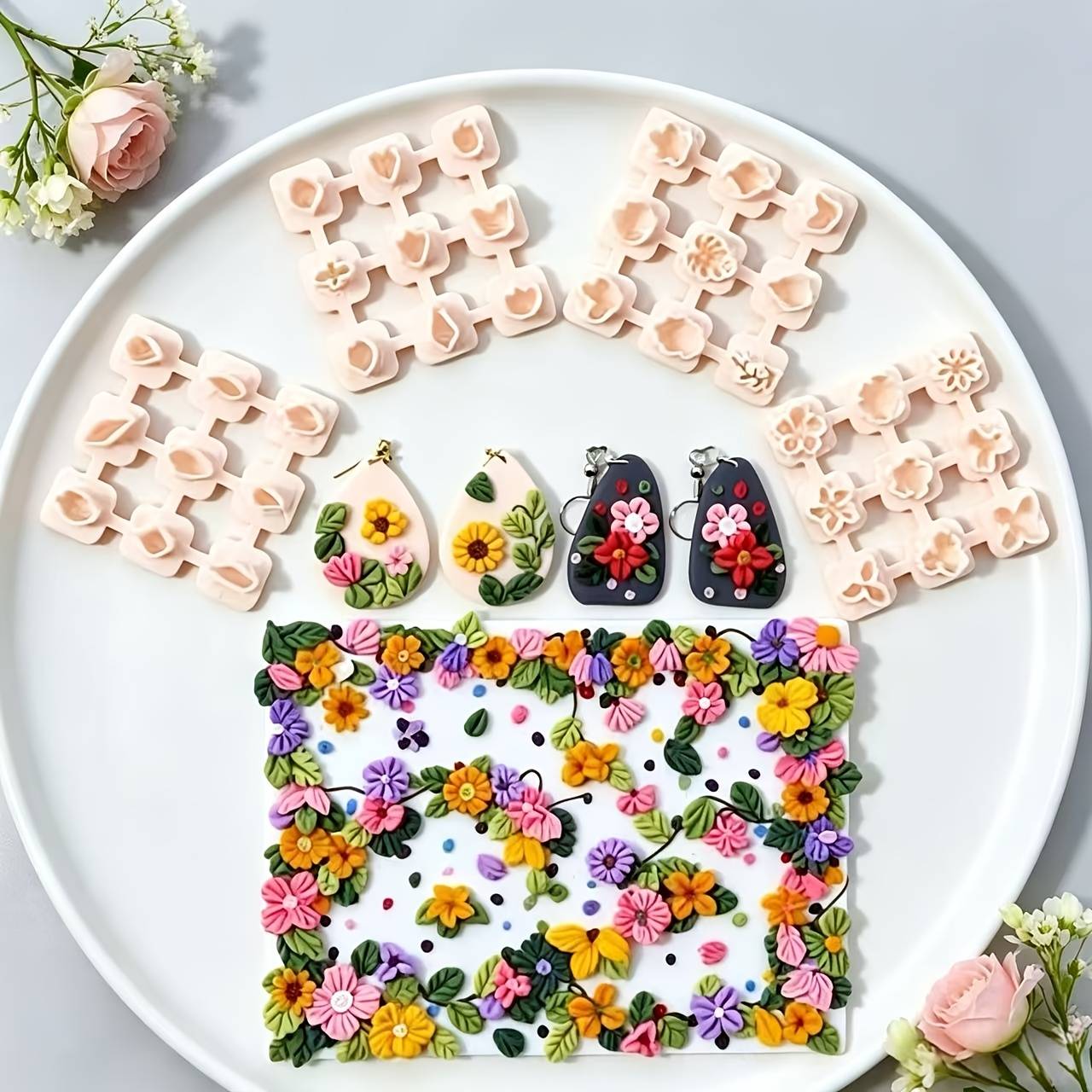 Mini Polymer Clay Cutter, Mini Flower Polymer Clay Cutter For Earring Making, Leaf Clay Earring Cutter Set, Polymer Clay Cutter For Jewelry Making