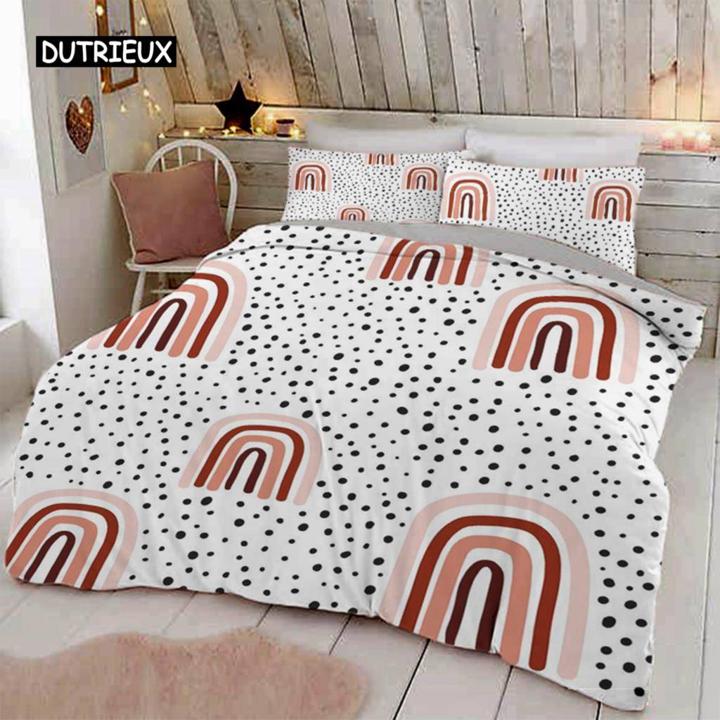 Trendiga pastellfärger regnbåge Sängkläder Set Baby Barn Påslakan 150x210 135x200 Med Örngott Och Dragkedja 150x200cm 3pcs