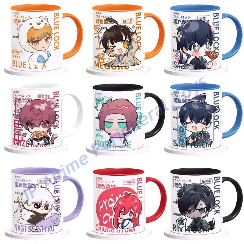 New BLUE LOCK Isagi Yoichi Bachira Meguru Nagi Seishiro Kawaii Figure Model Ceramic Mug Water Cup Milk Coffee Cup Student Gift
