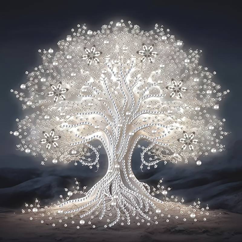 TEMU Tree Of Life Diamond Painting Kit, 11.8x11.8 Inches, Crystal Diy Craft Set With Round And Irregular Diamonds, Plant-themed Home Decor And Handmade Gift