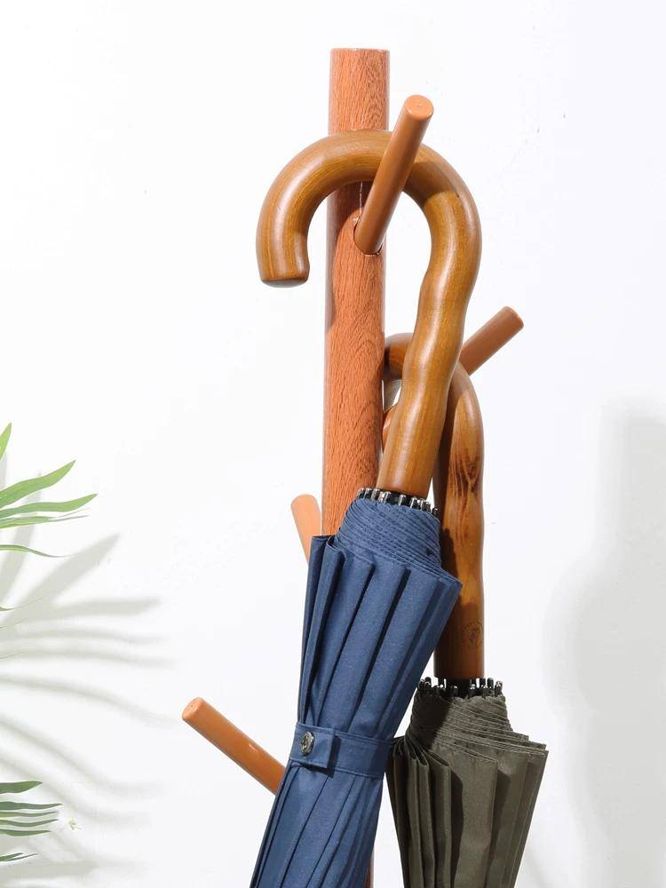 Extra Stor 16-ribbad Förstärkt Långskaftad Paraply för Män, Automatisk, Vindtålig, Krökt Handtag, Rakt Skaft Paraply för Kvinnor 120cm