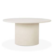 Ethnicraft - Elements Dining Table - Varnished Microcement - Off White - Round 150 cm - Matbord - Träfärgad - Sten