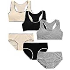 LICHENGTAI flicka bomull sport bh, tonåring sport bh underkläder set 100 % bomull sport mjuk bh utan bygel sömlös vadderad bralette topp för barn flickor 10–18 år