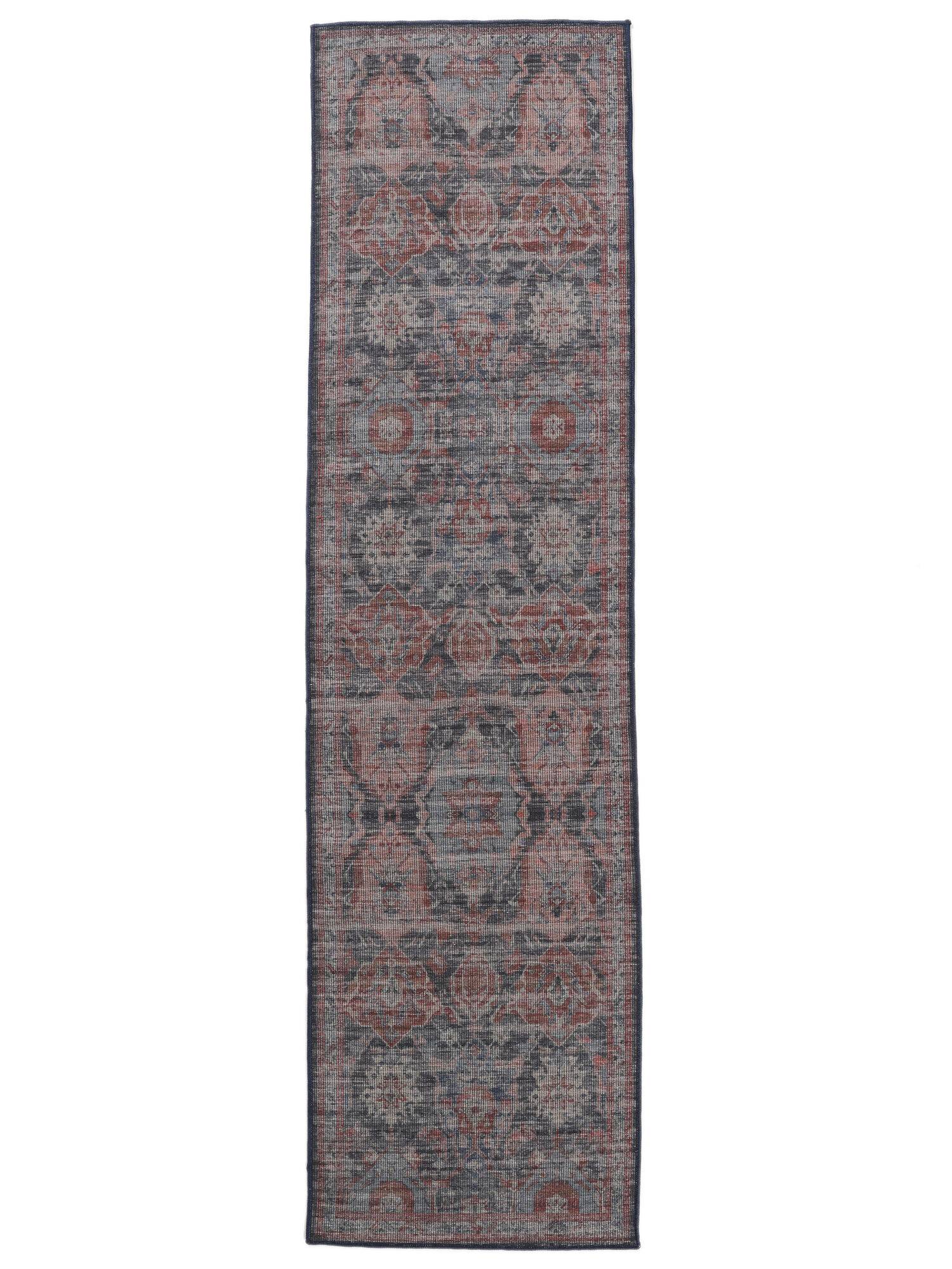 Shirin Oriental Matta - Mörkblå / Burgundy röd 80x300