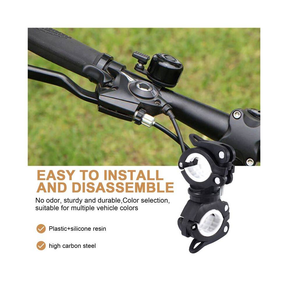360 Degree Rotating Cycling Bike Light Double Holder LED Front Flashlight Lamp Pump Handlebar Mount Holder Bicycle Accessorie black+white
